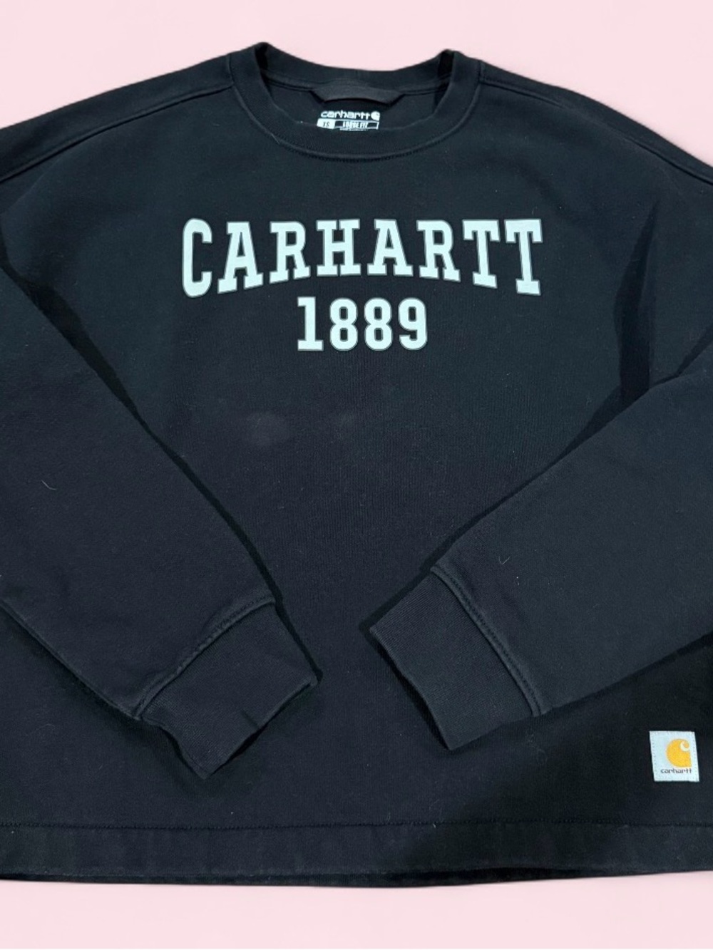 Carhartt Black Crewneck Sweatshirt with White 'CARHARTT 1889' Chest Logo